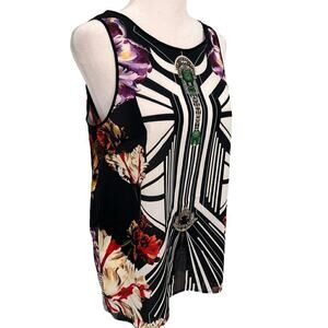 Clover Canyon Small womens Sleeveless tank pop over abstract black white red Top